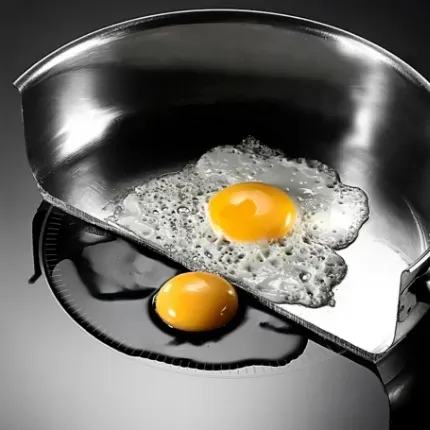 egg cooking on an induction cooktop